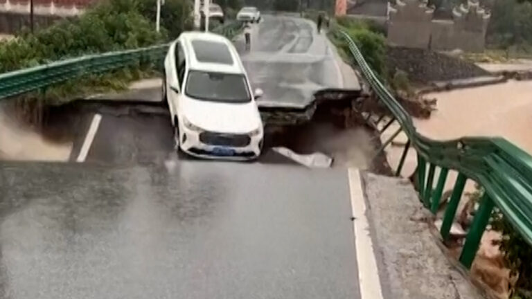 Bridge Collapse Sweeps Away Car in China