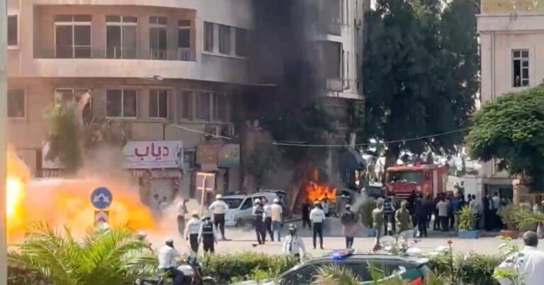 Explosions Rock Damascus as Macron Visits Syria