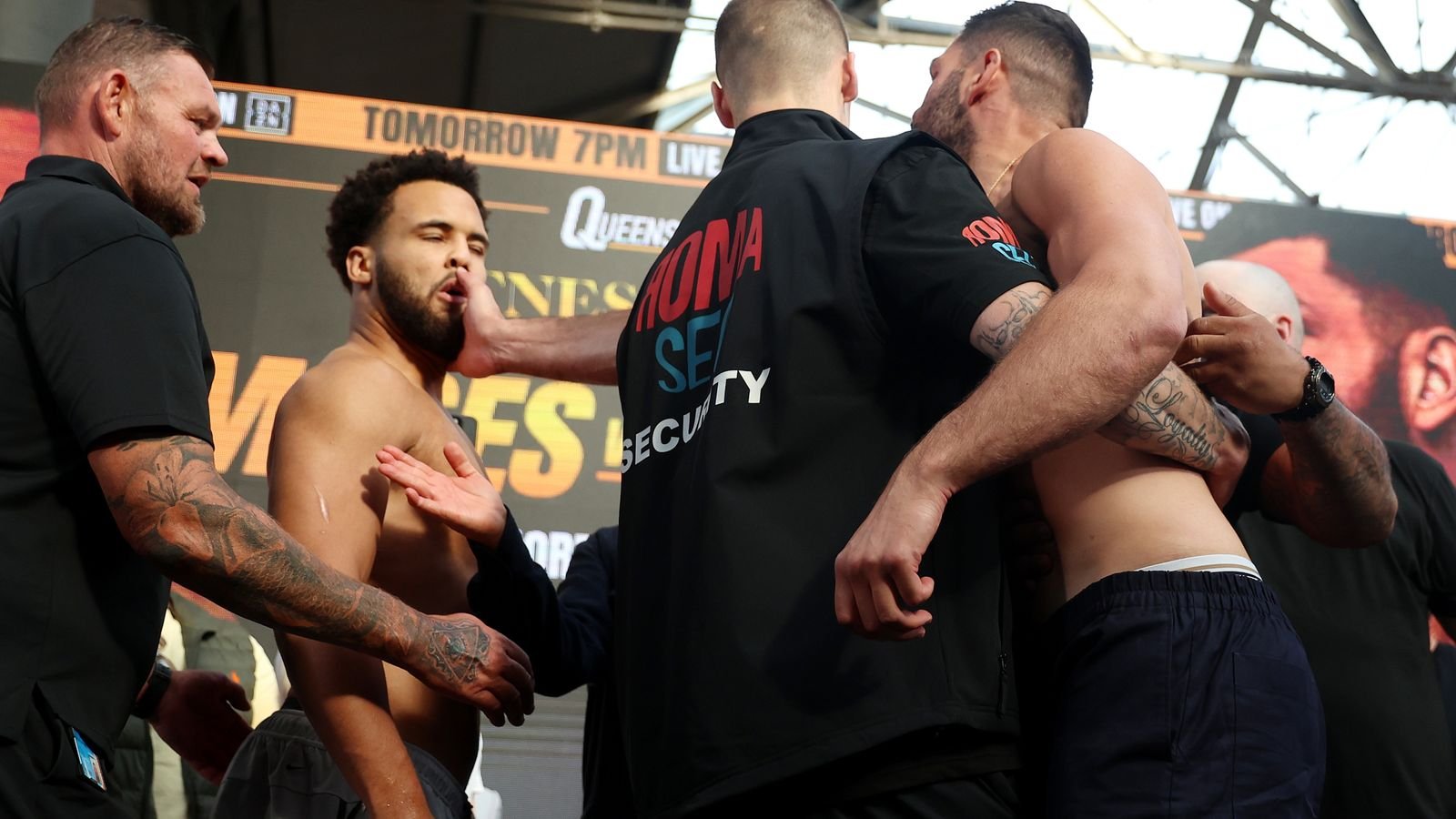 Itauma Shoves Hrgovic Off Stage, Gets Slapped at Weigh-In