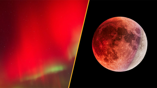 Rare Red Moon & Northern Lights Align Tonight