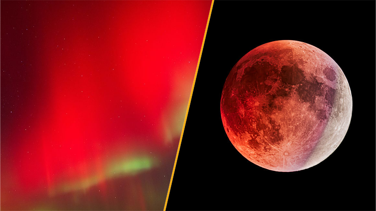 Rare Red Moon & Northern Lights Align Tonight
